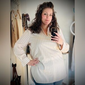 Worthington - Women’s Striped V-Neck Tunic Blouse